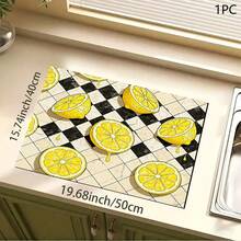 1pc Lemon Print Absorbent Mat/Drying Mat For Coffee Maker, Dishes - Polyester Absorbent Desktop Protective Mat With Rubber Anti-Slip Pad, For Kitchen Counter Decor, Home Bar And Dining Table - Multicolor - View 12