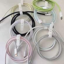 2pcs Laser Iridescent Mobile Phone Data Cable Protection Rope, Material Winding Device, Protective Rope+Strap, Anti Winding Durable And Anti Breakage Data Cable Protection Rope, Fast Charging Head Anti Breakage Winding Device Boyfriend/Girlfriend Gift - Multicolor - View 5