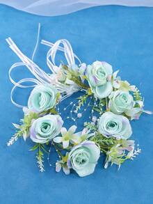 Bohemischer Blumenkranz - Mehrfarbiges Blumen-Haarband mit transparentem Band, geeignet für Bräute, Strandhochzeiten und Brautjungfern - Verschiedenfarbig - Übersicht 14