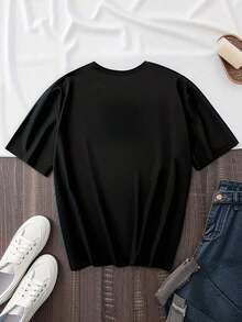 Camiseta de manga corta para mujer con estampado de la cinta rosa de concientización sobre el cáncer de mama, diseño de "La lucha de mi madre es mi lucha", para apoyo y concientización sobre el cáncer de mama, ideal para el verano. - Negro - Ver 2