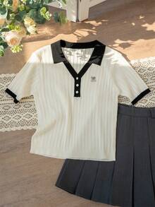 Áo croptop tay ngắn cổ Pháp, cài cúc ngọc trai, kiểu dáng nữ tính, hàng mới về mùa hè, ôm dáng, thích hợp cho mùa tựu trường. - Màu be - Xem 7