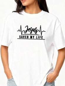 Camiseta Casual 100% Algodón, Jesús Cristo Salvador-0Pure-Cotton - Blanco 2 - Ver 4