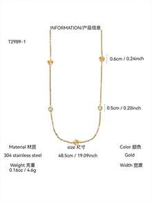 TONSI 1 set/pièce Ensemble de bijoux vintage minimaliste à la mode style Y2K, plaqué or 18 carats en acier inoxydable avec fleur de trèfle incrusté. Bracelet, collier, boucles d'oreilles. Convient pour le trajet quotidien, les sorties, les vacances d'été pour les femmes. - Doré - Voir 20