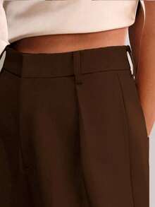 Elegant Women's Wide-Leg Pants - Features Inner Lining - màu nâu - Xem 5