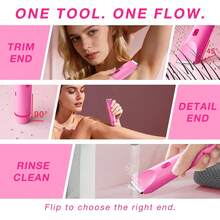 2 In 1 Women Electric Razor & Bikini Trimmer, IPX7 Waterproof Wet Dry Shaver With Ceramic Sharp Blade, USB Rechargeable 400mAh Dual Head Hair Trimmer For Face, Underarm, Leg And Pubic Hair, Portable Personal Groomer, Gift For Men Women,Multiple Color - 玫紅色 - 查看 9