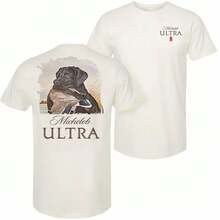 Camiseta Michelob Ultra – Mallard and Dog – Diseño de 2 caras – Prenda casual unisex versátil – Camiseta gráfica genial para hombres – Ropa masculina – Regalo para amantes de la cerveza y fans de Michelob Ultra – Cuello redondo, ropa clásica, tela de algodón suave – forro polar - Blanco - Ver 4