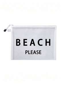 多色時尚網格海灘包，印有「Beach」字樣的化妝包，海灘主題。大容量透明化妝包，尼龍拉鍊盥洗包，輕巧，可存放防曬霜、零食、比基尼和海灘必需品。春/夏儲物，耐用，非常適合游泳、海灘、潛水和夏季度假、返校，輕巧防曬儲物袋，適合朋友、母親節、返校季節 - 彩色 - 查看 13