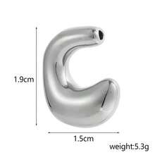 1pc Silver Stainless Steel Initial Pendant, Unisex Keychain Pendant Accessory, Bubble Letter Pendant - Bubble Letters - View 10