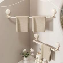 Toallero retráctil de baño con ventosa, sin rastro, de barra única, para cocina y baño, estante organizador de toallas. - 40-80 cm - Ver 4
