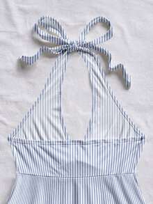 Top halter sin espalda a rayas casual de verano para mujer - Multicolor - Ver 4