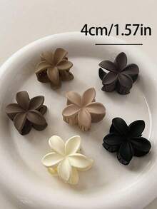 6pcs/Set Pinzas para el cabello de flor de huevo mate de 4cm, tonos de colores suaves y apagados, textura mate suave y delicada para el cabello, tamaño compacto adecuado para varios peinados. Diseñadas especialmente para mujeres con cabello fino y delgado, diseño de peine resistente que sujeta fácilmente el peinado medio, los cabellos sueltos y la coleta baja para un estilo relajado coreano, accesorios de verano para vacaciones, pinzas de garra - Multicolor - Ver 2