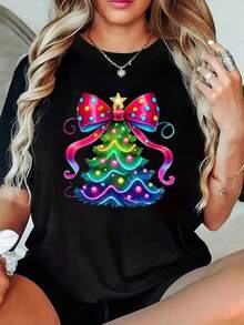 1pc Camisetas para mujer,Camisetas Para Hombre,cuello redondo,estilo urbano juvenil,estilo streetwear,diseño de moda callejera,ideal para uso informal diario - Negro - Ver 1
