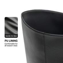 Women's Mid Calf Riding Boots Square Toe Retro Banana Boots Chunky Block Heel Pull-On Fashion Boots - Black - View 9