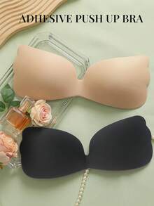 1/2 Pcs Type Invisible Bras Push-Up , Summer Strapless Bras Lingerie For Women Sticky Bra,Suitable For Bikini For Strapless Evening Dresses - Multicolor - View 2