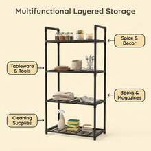 4-Tier Storage Rack, Adjustable Storage Shelf, Bathroom Storage Rack And Storage Unit, Garage Storage Rack, Suitable For Kitchens And Bathrooms. - View 2