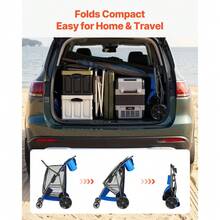 Beach Cart With Large Wheels For Sand, 165 Lbs Load Capacity, Heavy Duty Folding Beach Wagon With 10 Solid Wheels, Insulated Cooler Bag, Umbrella Holder, Holds 4 Chairs For Camping Fishing - Default - View 7