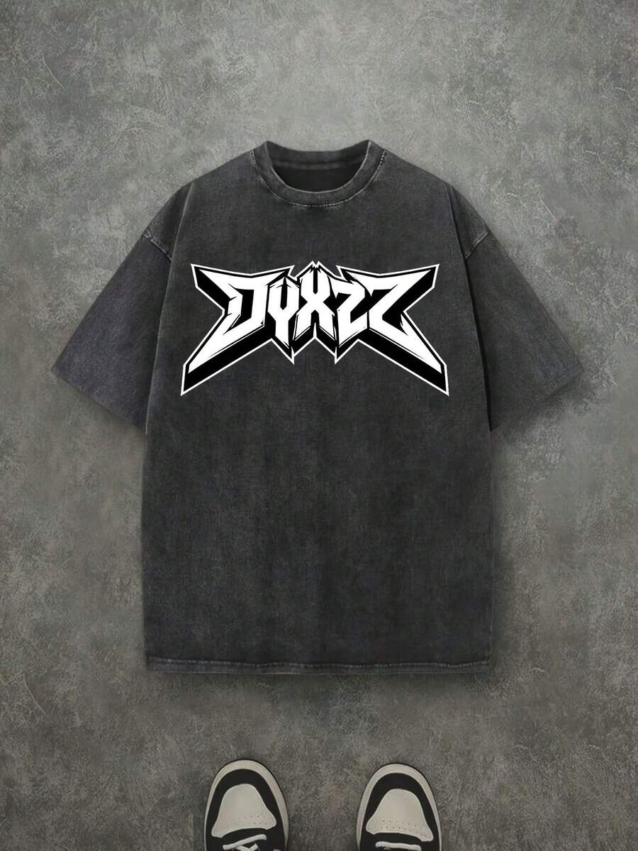 Camiseta casual vintage cómoda y lavada para mujer, camiseta de manga corta con cuello redondo,% algodón lavado y versátil para hombre, adecuada para uso diario y atuendos de, estilo unisex. - Negro - Ver 1