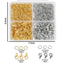 500pcs/Set Single Circle Lobster Clasp, Gold Plated, Polished Jewelry Connector, Suitable For Bracelet, Necklace Jewelry Making And Other DIY Projects - 4-grid Single Lap - View 9