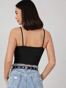 Top de tirantes corto unicolor - Negro - Ver 2