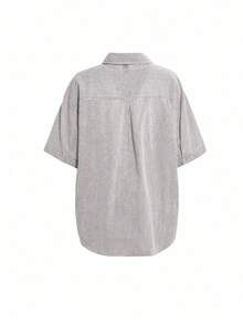 de manga corta con cuello de solapa bordada con lazo, para primavera y verano - Blanco y Negro - Ver 6