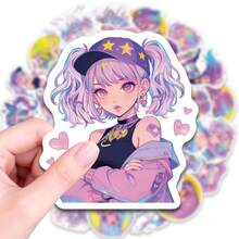 50pcs Anime Cool Girl Stickers, Japanese Style Personalized Stickers, Handmade Account Decoration Stickers, Perfect For Decorating Journals, Scrapbooks, Bullet Notebooks, Planners, Water Bottles, Phone Cases, Laptops, Etc. - Multicolor - View 2
