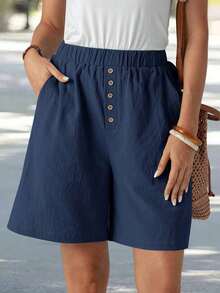 Shorts casuales y de uso diario para mujer - Azul marino - Ver 6