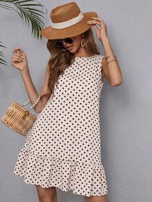 Vestido mini casual, de fiesta y de viaje con rayas y fruncido para mujer - Rosa Pálido - Ver 5