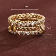 1 pieza Anillo de mujer con diseño de lunares trenzado y circonita cúbica de moda - Multicolor - Ver 7