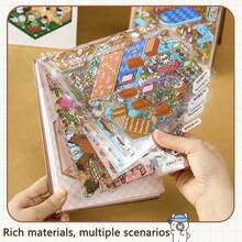 1 Set Mini Town Scene Sticker Book, Includes Multiple Styles, Can Be Used To Create Your Own House Stickers, 3D Micro Houses And Micro Scene Creative Games, Scene Design, Small House Decoration, Reusable And Durable Stickers, Suitable For Crafting, Decorative Labels, Ideal For Hobbyists - one-size - View 3
