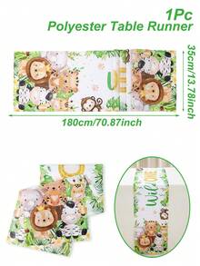 1pc Forest Animal Pattern Table Runner, Animal Pattern Tablecloth, Animal Theme Party Table Runner, Animal Lover Desktop Decor, Birthday Party Decoration, Kitchen Dining Table Decor, Gender Reveal Party Tablecloth, Baby Shower Party Supplies, Home Decor, Kitchen Accessories, Room Decoration, Party Favors - Animal - View 13