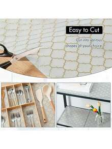 4pcs Gold Plaid Refrigerator Mats, Washable Waterproof Anti-Oil Fridge Liners, Refrigerator Drawer Mats, Home Kitchen Accessories - Multicolor - View 10