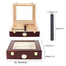 Caja de puros de madera con tapa, caja termostática y humidificadora, transparente con pantalla de vidrio, caja de puros en stock - color sólido - Ver 6