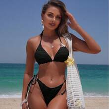 Traje de Baño Bikini de Dos Piezas con Tirantes, Sexy y a la Moda para Mujer, 2026 - 9357 marrón - Ver 4
