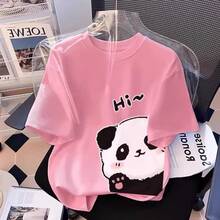 Camiseta con estampado de camisa casual para mujer, manga corta y cuello redondo, moda urbana local de primavera/verano camiseta unisex. OD3S - 691 Negro - Ver 9