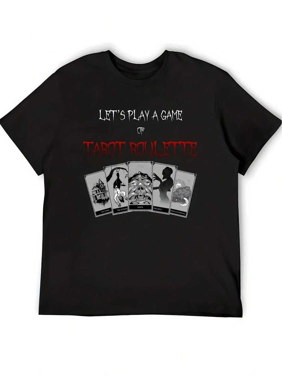 Camiseta de hombre, camiseta con diseño de ruleta Phantom Fear - Corte holgado, transpirable, elástica, de manga corta y cuello redondo, con el icónico diseño de ruleta y Phantom Fear, adecuada para uso casual, actividades de juego, atuendos diarios, lavable a máquina, ideal para el hogar, la oficina y fiestas, camiseta de mujer. - Negro - Ver 1