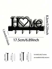 Heart-Shaped Wall-Mounted Key Hook Storage Rack, Durable Metal Material, Black Style, Suitable For Home, Can Hang Car Keys, Handbags, Keychains, Room Decor, Entryway Organizer - Multicolor - View 10