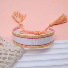 1pc Handmade Vintage Minimalist Boho Style Woven Bracelet, Suitable As Gift For Family, Friends, Students, Festivals, Parties, Traveling - Multicolor - View 2
