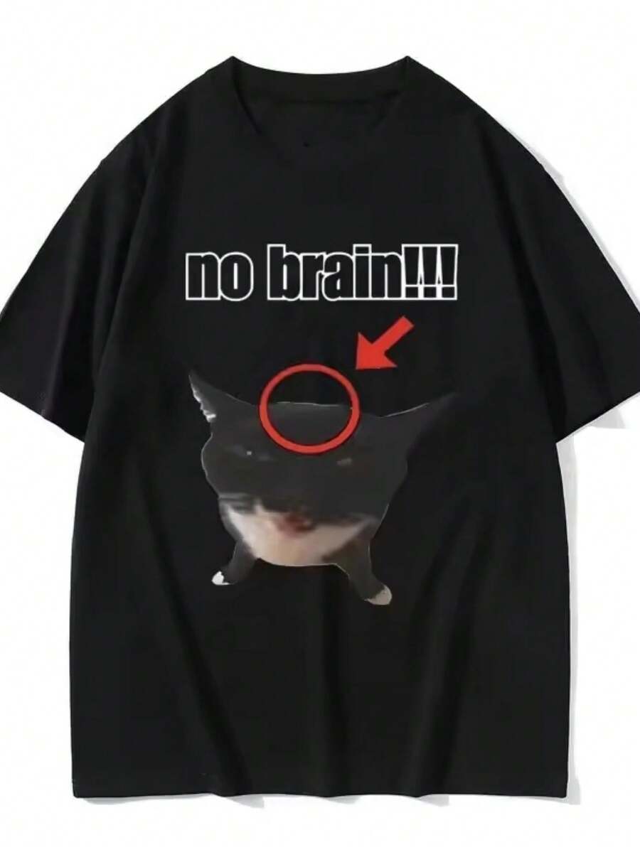T-Shirt With Nature Orientation Print - Black - View 1