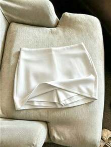 a casual de unicolor para mujer, adecuada para usar debajo de faldas vaqueras de cintura alta, conjunto de 3 pantalones cortos/faldas para mujer - Blanco - Ver 8