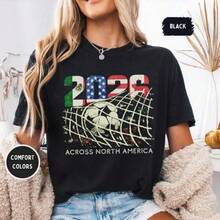 Camiseta de Fútbol 2026 Norteamérica, Camiseta de Fanático del Fútbol Mundial, Gráfico Vintage de Portería MX US CA, Regalo para Amantes del Fútbol - Negro - Ver 6