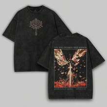 Malenia T-Shirt From Elden Ring, Gothic Graphic T-Shirt From Dark Souls, Retro Washed Elden Ring T-Shirt In Full Sizes - Perfect Gift For Fans And Game Lovers.Epic Musical Merchandising Display.Comfortable Clothing.Men's T-Shirt.Beige And Black T-Shirt For Men.Casual Cotton. - 黑色 - 查看 5