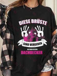 Funny Roofer T-Shirt For Men | Humorous Graphic Tee For Construction Workers With German Text And Hard Hat Design, Professional Roofer Clothing, Casual Short-Sleeved Crew Neck T-Shirt For Roofers, Workwear Suitable For All Seasons, Gift. - 黑色 - 查看 1