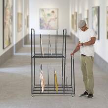 RibasuBB 2-Tier Iron Art Canvas Storage Rack With 4 Wheels 2 Brakes Mobile Display And Drying Stand For Canvases Boards Prints Studio Organizer Black - Default - View 7