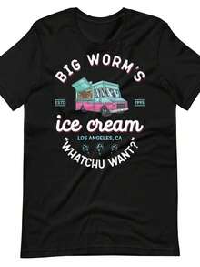 Women's Casual Graphic Tees - Retro 'Friday' Graphic Tee With Large Worm Design, Women's Summer Clothes, Oversized Short Sleeve Cotton T-Shirt, Casual Streetwear, Fashionable Tops For Women, Loose Summer T-Shirts, Daily Outfit, Suitable For Spring, Summer And Autumn. - 黑色 - 查看 2