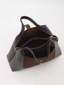 Bolso de mujer de estilo cubo, diseño elegante y minimalista, gran capacidad, color caqui, estilo de bandolera - Negro 2 - Ver 10
