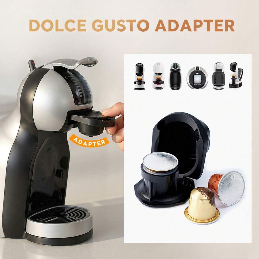 1pc Reusable Coffee Capsule Adapter Compatible With Genio S/Piccolo/XS Models, Includes Measuring Spoon And Cleaning Brush, Coffee Machine Accessory - Black - View 1