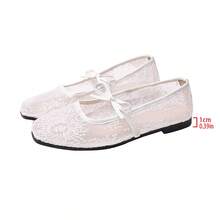 Giày búp bê Mary Jane ren trắng lưới mới năm 2026 dành cho nữ, giày búp bê mũi vuông thêu sequin, thoáng khí cho mùa hè. - trắng - Xem 8