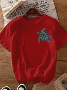 Camiseta Cuello Redondo Manga Corta Estampado Tortuga Turtle Mujer Playeras Deportivas Para Mujer - Estilo III - Ver 5