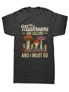 "Recoger setas es mi pasión" Camiseta con temática micológica, camiseta informal de verano, camiseta de cuello redondo, camiseta holgada deportiva para mujer. - Negro - Ver 1