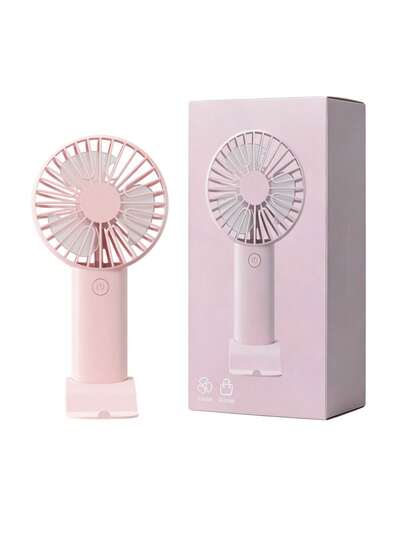 1pc/Set Handheld USB Fan, Portable Rechargeable Fan With 3 Speed Modes, 300mAh Battery, 2W Power Output. Includes Stand For Use As Phone/Tablet Holder. Suitable For Outdoor Activities, Beach, Office, School And Home, Providing Cooling For Girls.
